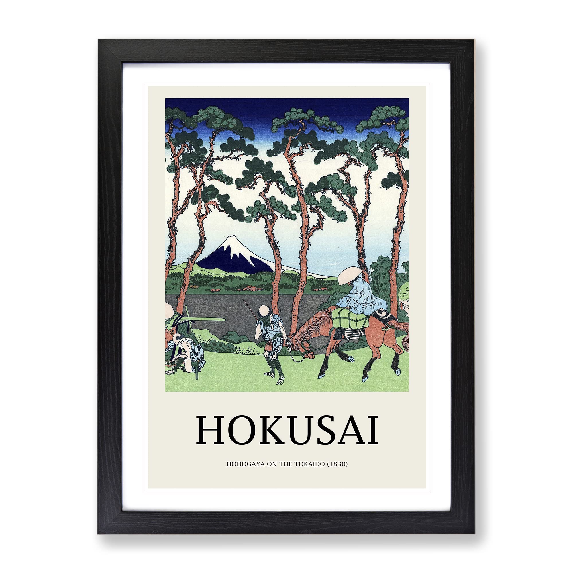 Hodogaya On The Tokaido Road By Katsushika Hokusai Exhibition Museum Asian Japanese Framed Wall Art Print, Ready to Hang Picture for Living Room Bedroom Home Office Décor, Black A4 (34 x 25 cm)