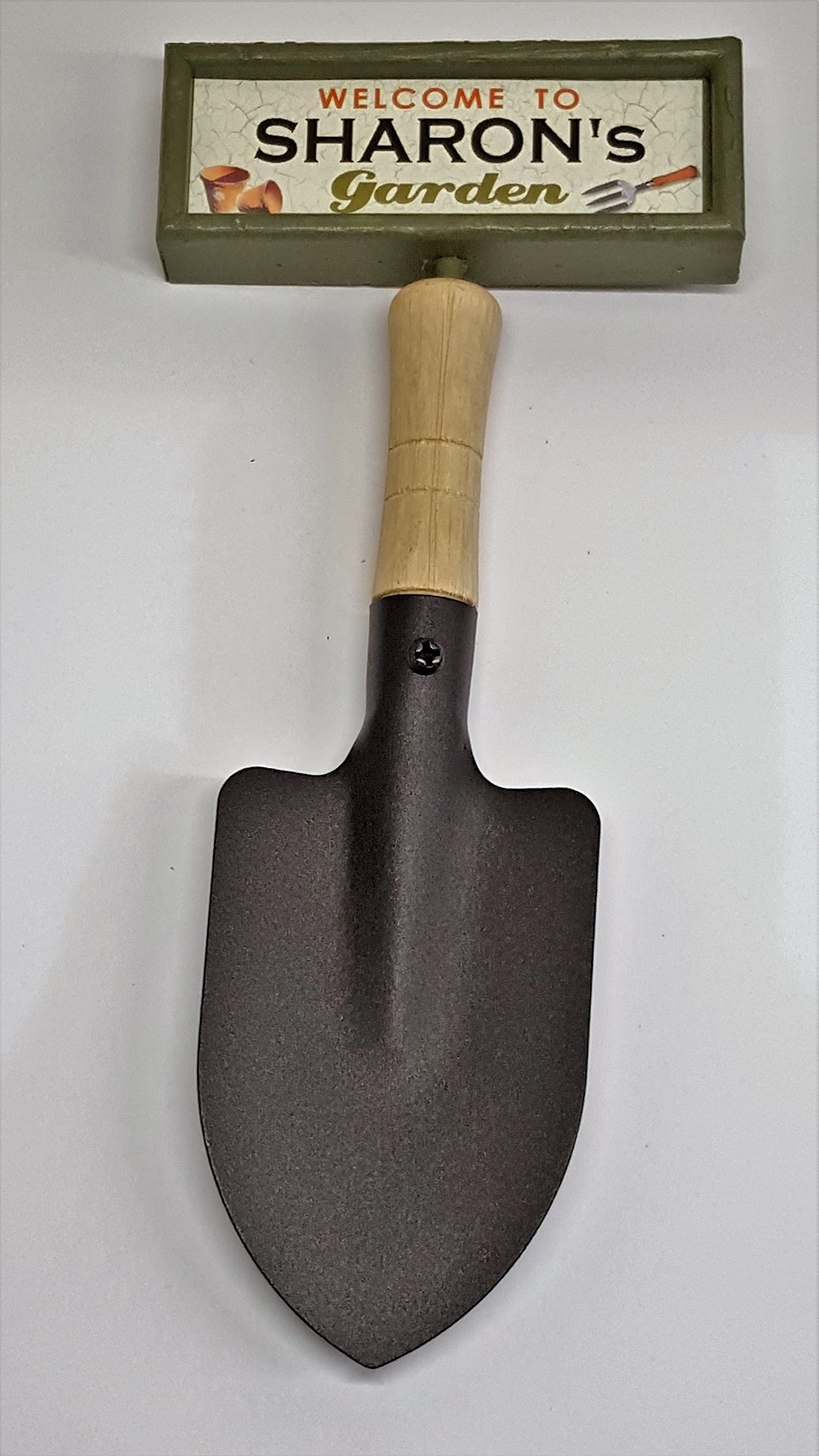 tlm wholesale Welcome to Sharon's garden hanging shovel sign