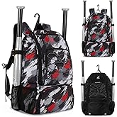 wpole Sports Baseball&Softball Bat Bag For Youth｜Adults, Baseball Equipment Backpack Bag with Shoe Compartment,Fence Hook,Holds Bat, Helmet, Glove