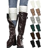 SATINIOR 6 Pairs Women Winter Boot Cuffs Socks Cable Knitted Cuffs Socks Short Knitted Leg Warmers Button Boot Toppers