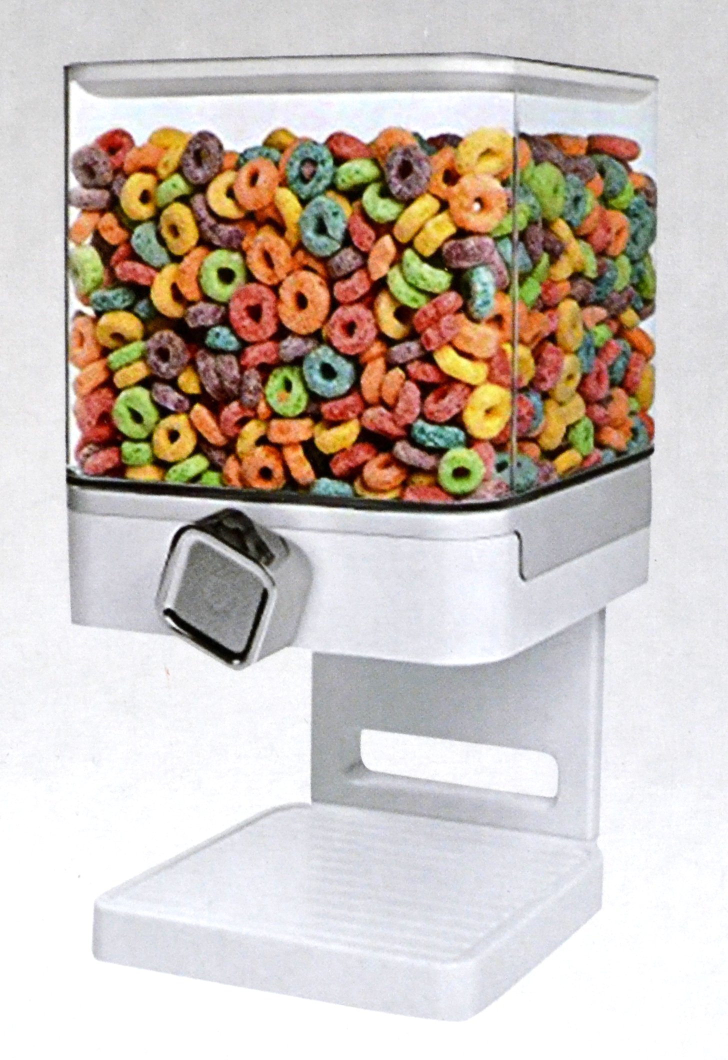 SHINE Double/Single Cereal Dispenser Dry food Container Machine/Storage holds 19 Ounces Food (Single Dispenser White)