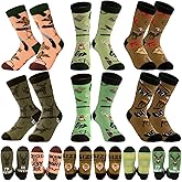 Glitopper 6 Pairs Hunting Lover Socks for Men Outdoors Gifts for Hunting Funny Men's Socks Gift Christmas Novelty Gifts Deer Accessories