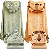 kmilro Toddler Towels with Hood for Boys Girls 0-6 Years 2-Pack Hooded Baby Bath Towels for Kids 27.5"X55" Ultra Absorbent Soft Thick Toddler Bath Towel Baby Beach Towel Bathrobe Toallas para Bebe