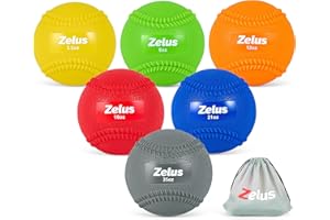 ZELUS Weighted Baseball Set with Seams for Hitting Pitching, 3.5 8 12 16 21 35 oz Plyometric Baseballs with Carry Bag