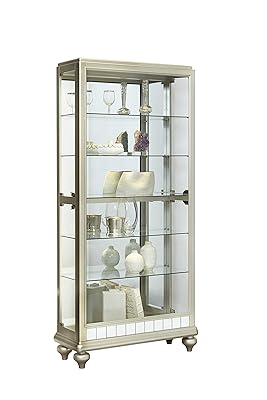 Pulaski Mirrored Metallic Side Entry Curio Cabinet, 35.3"