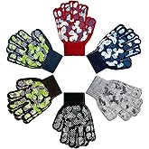 SATINIOR 6 Pairs Boys Girls Magic Stretch Gripper Gloves Winter Knitted Full Finger Gloves for 4-8 Years Old Kids, 6 Styles