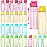 Maxcheck 30 Pieces Plastic Water Bottles for Adult Bulk 17 oz Water Bottle Bulk Reusable Leak Proof Portable Drink Bottles Sport Drink Bottles with Handle Strap for Gym Outdoor