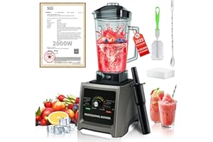 Professional Countertop Blender 75 Oz,【2000W German Motor, 6 itanium Steel Blades - 6S Ice Crushing,Kitchen Blenders for Smoo