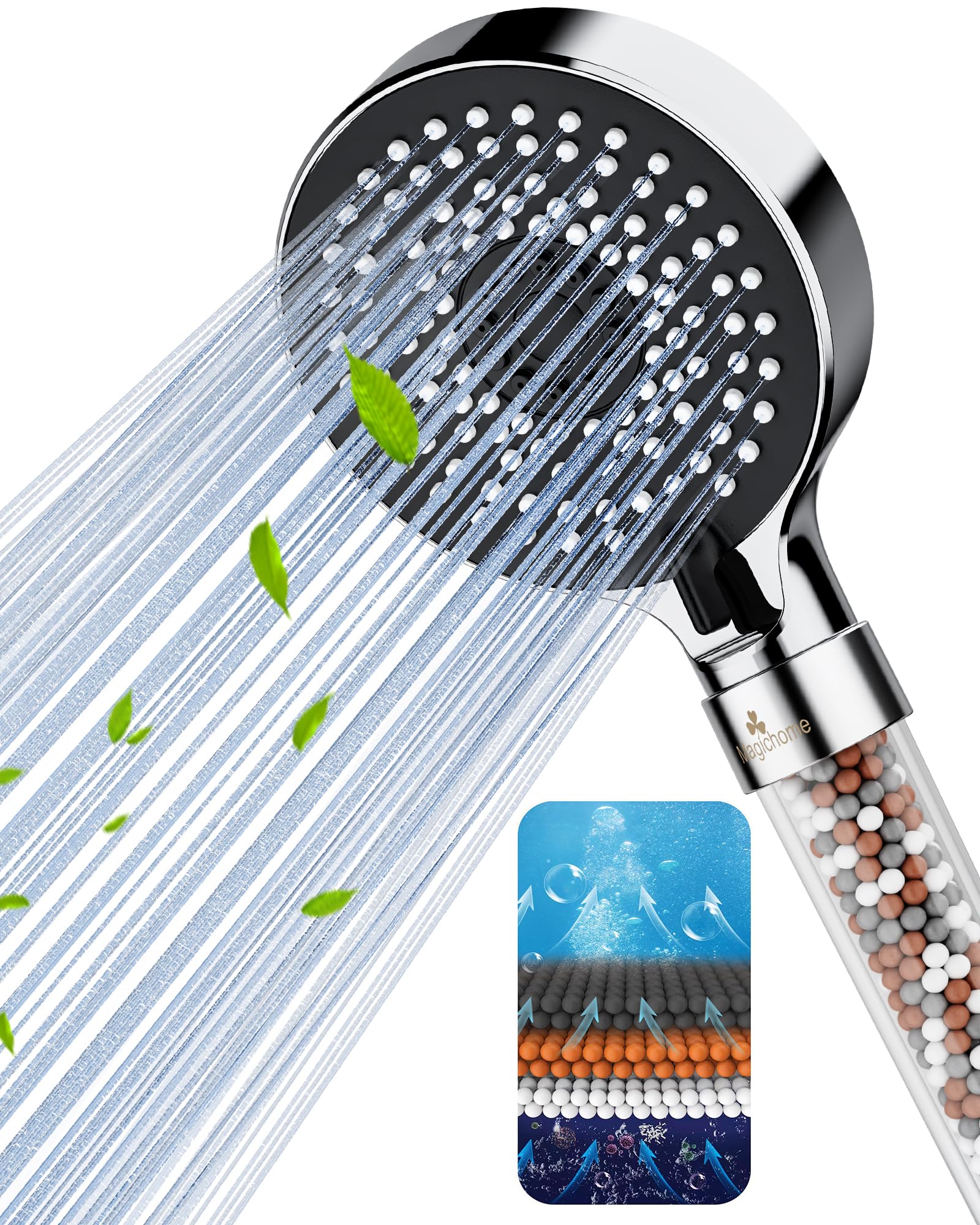 Magichome Shower Head, Upgraded Filter Shower Head High Pressure 5 Modes, Universal Hard Water Filter Showerhead with Extra Replaceable Accessories — image 1
