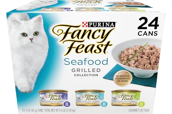 Purina Fancy Feast Grilled Wet Cat Food Seafood Collection in Wet Cat Food Variety Pack - (Pack of 24) 3 oz. Cans