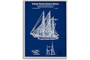 Stupell Industries Detailed Sailboat Ship Nautical Blueprint Outline Diagram, Design by Karl Hronek, 24 x 30