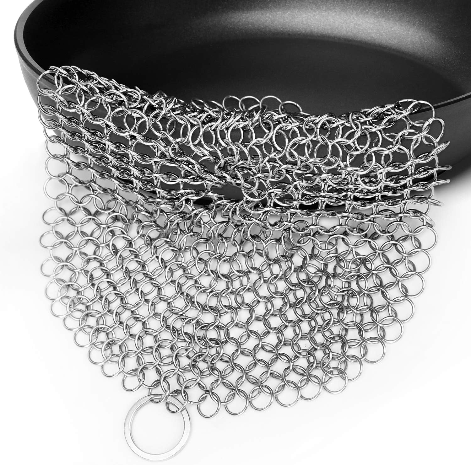 LauKingdom Cast Iron Cleaner,Stainless Steel Cast Iron Cleaner 315L Chainmail Scrubber for Cast Iron Pan