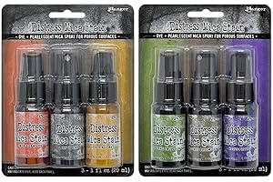 GRRL FRIDAY Tim Holtz Mica Stain 2021 Halloween - Set #1 & Set #2 - Jack-O-Lantern, Empty Tomb, Flickering Candle, Bubbling Cauldron, Crooked Broomstick & Hocus-Pocus