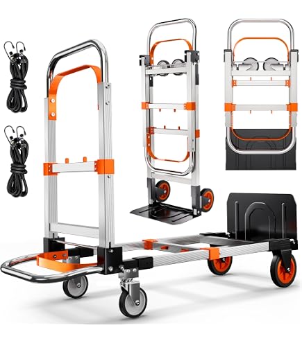 Zolpoyia 3 in 1 Folding Hand Truck Dolly Cart with Wheels Foldable