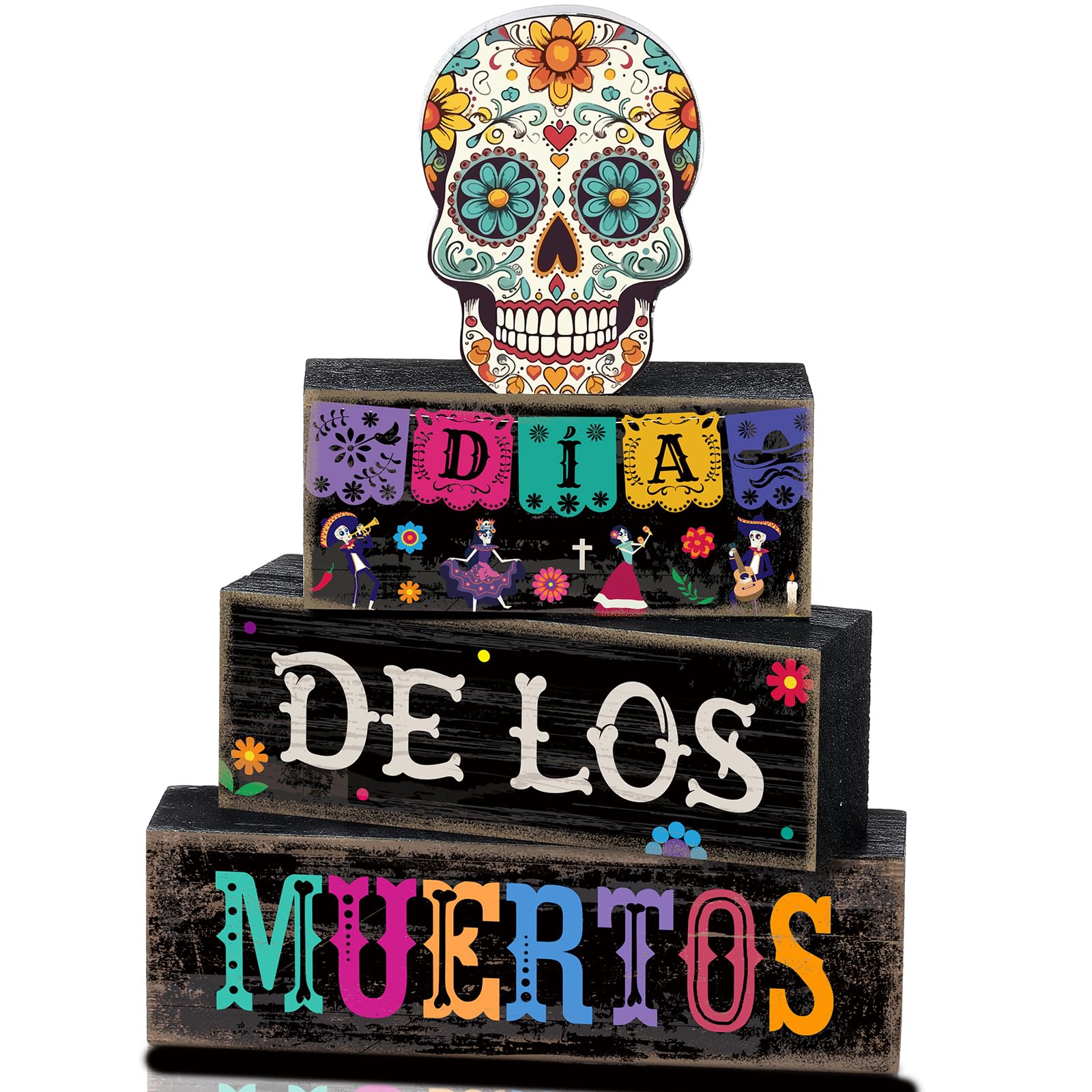 Lineshading 4 Pcs Day of The Dead Table Decorations
