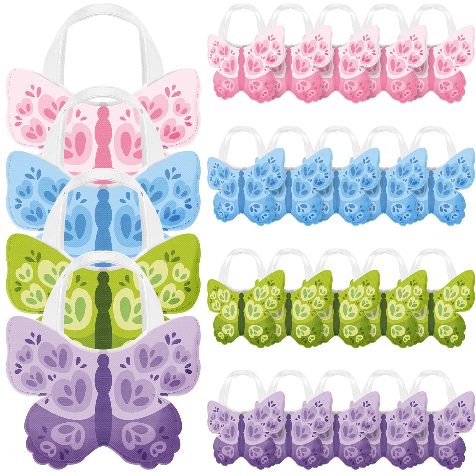 Photo 1 of Sadnyy 24 Pcs Butterfly Fairy Party Favor Bags with Handles Reusable Non Woven Butterfly Goodie Gift Bags Candy Treat Tote Bag for Birthday Party Decorations Bridal Showers Baby Shower Supplies