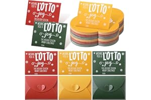 TecUnite 60 Pcs Christmas Lottery Ticket Envelopes with Heart-Shaped Clasp Wishing You a Lotto Gift Card Holders for Christmas Party Favor Supplies Scratch Off Cards Lottery Ticket (Simple)