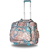 Olympia U.S.A. Deluxe Lightweight Rolling Overnighter Case Overnight Laptop Bag Weekender Travel Carry-On Suitcase Luggage with Wheels and Adjustable Push-Down Handle