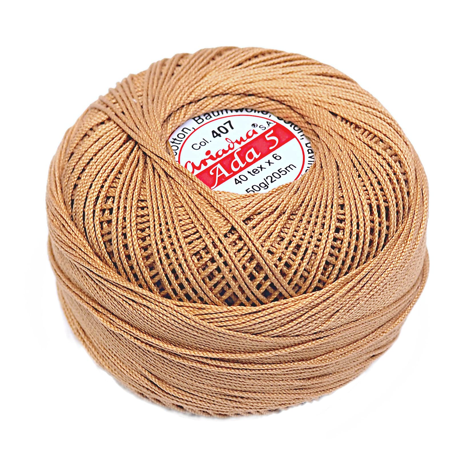 Earth Colors Cotton Crochet Yarn 224yd/205m Fine Thread Size 5 Double Mercerized 1.76oz/50g (Sepia 407) โ image 1
