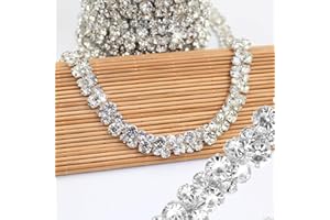 PEARLY JUN 1 Yard Rhinestone Trim Chain Sliver Applique Stringing Ribbon DIY Jewelry Wedding Party Bracelets Craft Bridal Bouquets Embellishment Accessories
