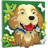 Golden Retriever Dog Animal 3D Wall Art Micro Mini Building Blocks Set, Unique Home Wall Decor or Table Display, No Compatible with Lego, Ideal Gift Toy for Adults &amp; Boys Girls 14+ (1440 PCS)