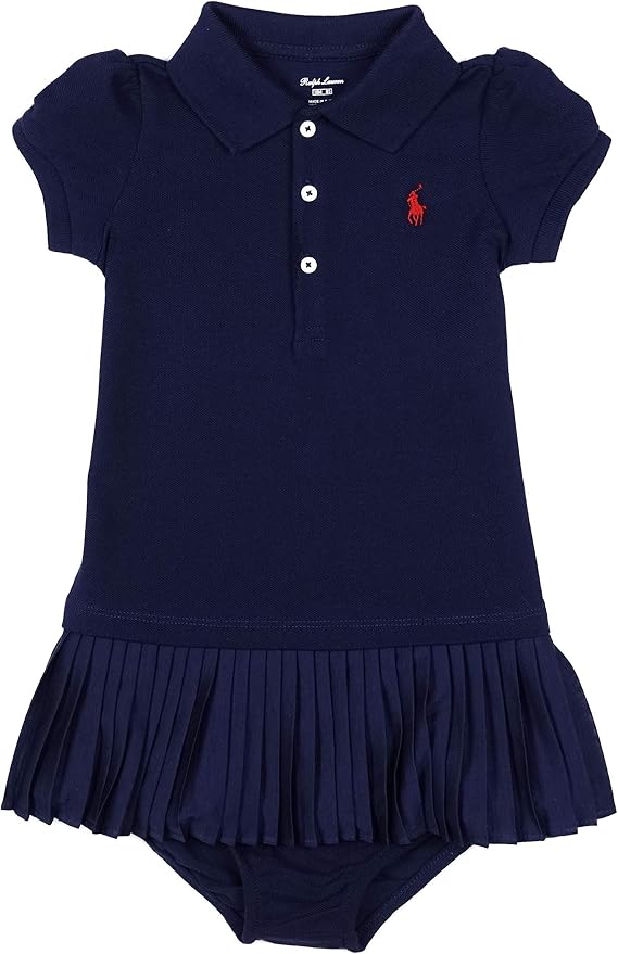 Amazon Co Jp ラルフローレン Ralph Lauren ベビー 女の子 半袖 ポロシャツ ドレス Pleated Polo Dress Bloomer ネイビー French Navy 24m 並行輸入品 服 ファッション小物