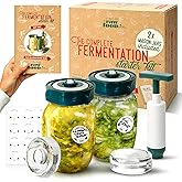 Fermentation Kit for Beginners - 2 x 1L Wide Mouth Fermenting Jars - Airlock Lids for Easy Use - Glass Weights for A Safe Fer
