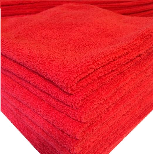 12 RED microfiber towels new cleaning cloths bulk 16x16 330 gsm!! Thick & plush