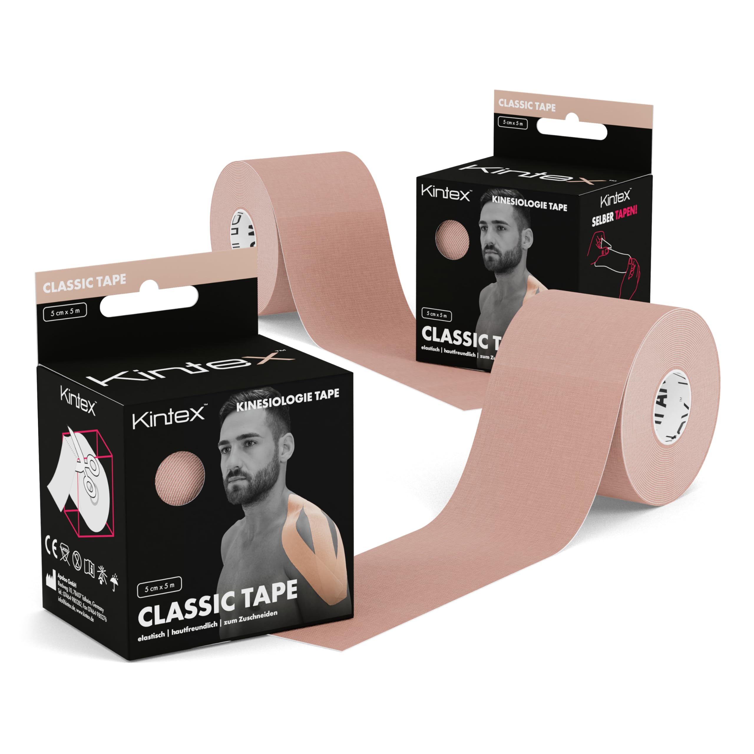Kintex Kinesiology Classic Physio Therapy Tape 5 cm x 5 m Beige 2 Rolls