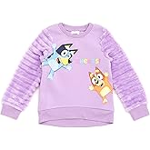 Bluey Girls Fleece Sweatshirt with Faux Fur Sleeves Toddler to Big Kid Sizes (2T - 10-12)