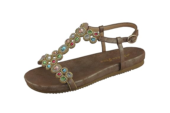 Alma en Pena Damen Sandaletten 884 Bronze Oporto Multicolor Schmuck