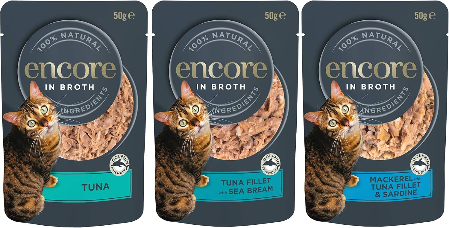 Encore 100% Natural Wet Cat Food, Fish Selection in Broth 50g Pouch (20 x 50g Pouches), red, 50 g (Pack of 20) - Image 4
