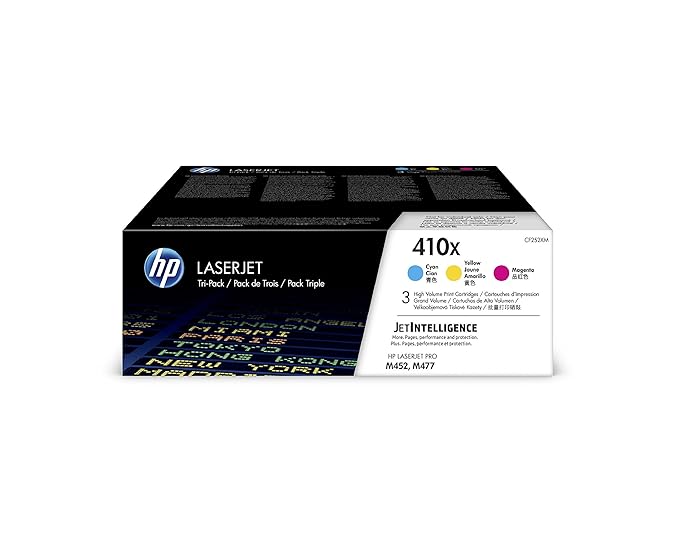 HP 410X (CF252XM) Multipack Original Toner (Blau, Rot, Gelb) mit hoher Reichweite für HP Color Laserjet Pro M452, HP Color La