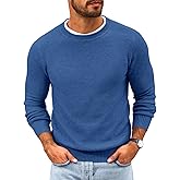 Runcati Mens Crewneck Sweater Casual Textured Knitted Thermal Pullover Sweaters