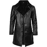 Blingsoul Black Car Coat Men - Winter Shearling Long Leather Jackets For Men