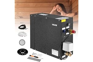 VEVOR Steam Generator, 4 kW Steam Shower System with Controller for Home Sauna Bath Spa, Commercial Auto Drain Kit with Overheat, Dry-Run & Overpressure Protection, 10 Min to 24h Efficient, Black