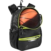Summit Ridge Universal Sport 17" Backpack, Multi-Sport Bag for Soccer Football Baseball Basketball Softball &ndash; Shoe Compartment, Ball Pocket, Tech Sleeve (Black &amp; Electric Green)