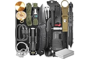 KHVVXE Survival Kits, Hiking and Camping Essentials, Emergency Survival Gear, Gifts for Men, Gifts for Dad, Husband, Teenagers, Cool Fishing and Hunting Gadgets, Christmas and Birthday Gifts