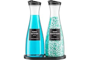 Galasily 2 Pack Laundry Detergent Dispenser Container with Tray, 54OZ Liquid Laundry Soap Dispenser with Labels, Black Laundr