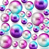 150 Pieces Vase Filler Faux Pearls Vase Makeup Beads No Hole Gloss Bead Mixed Sizes Round Pearl for Home Party Wedding Decor, 8/14/20 mm(Rainbow)