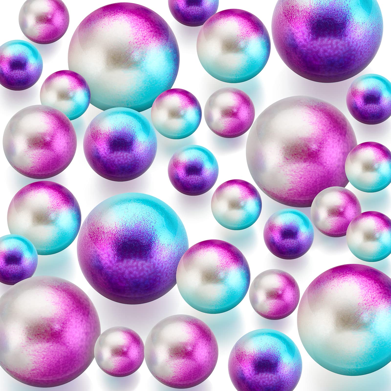 Photo 1 of 150 Pieces Vase Filler Faux Pearls Vase Makeup Beads No Hole Gloss Bead Mixed Sizes Round Pearl for Home Party Wedding Decor, 8/14/20 mm(Rainbow)