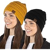 Funky Junque Exclusives Warm Winter Beanie for Women – Slouchy Knit Skull Cap, Soft Cozy Unisex Mens Beanies for Cold Weather