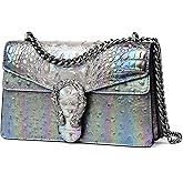 MYHOZEE Crossbody Bag Chain Purses for Women - Crocodile Printed Shoulder Bag Fashion Leather Clutch Evening Satchel Handbag