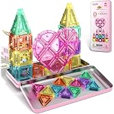 IGIVI Mini Magnetic Tiles Travel Set, Portable Magnetic Blocks for Toddlers | STEM Magnet Toys for 3+ Year Old Boys Girls, Kids Toys Travel Essentials for Road Trip &amp; Restaurant, Birthday Christmas Gift