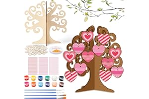 ARIANQICULT Valentine's Day Heart Trees Wooden Craft Kits - Make Your Own DIY Valentines Heart Trees Decorations, Unfinished Wooden Heart Craft Ornaments for Kids Home School DIY Art Activities Supplies (6 Pack)
