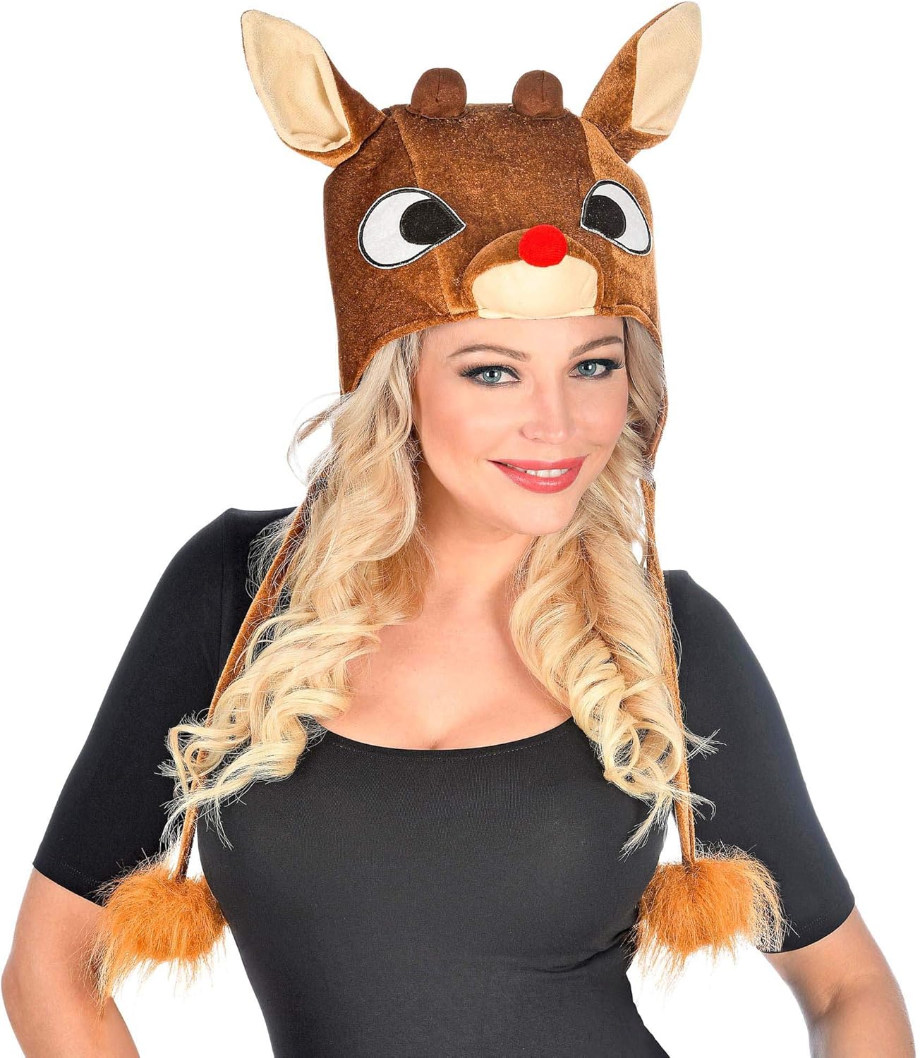 WIDMANN 09772 Plush Reindeer Hat, Rudolph, Reindeer, Christmas, Santa Claus, Hat, Headpiece, Accessory, Carnival, Theme Party Brown - Image 3
