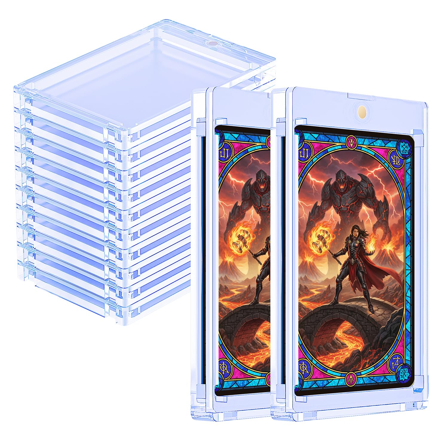 Mcbazel 130PT Magnetic Card Holder,Upgraded Version Game Card Case,10 PCS Magnetic Trading Card Holders, Hard Protective Game Card Storage Case with UV & Blue-ray Protection