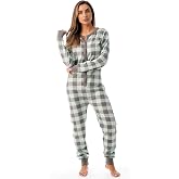 #followme Womens Henley Thermal Onesie Buffalo Plaid and Tie Dye