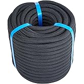 100ft 1/2 inch Nylon Rope, Polyester Double Braided Climbing Arborist Rope, Nautical Rigging Rope Swing,Safety Rope for Tree 