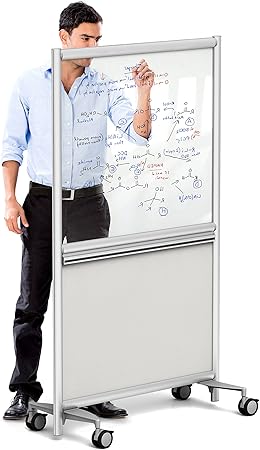 Amazon 可動式クリアガラス ホワイトボード アクセサリーレール付き 組み立てて発送 37 W X 62 H ホワイト ホワイトボード 文房具 オフィス用品